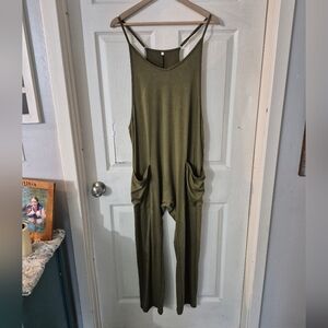 Women's Olive Green Jumpsuit with Pockets Sz S